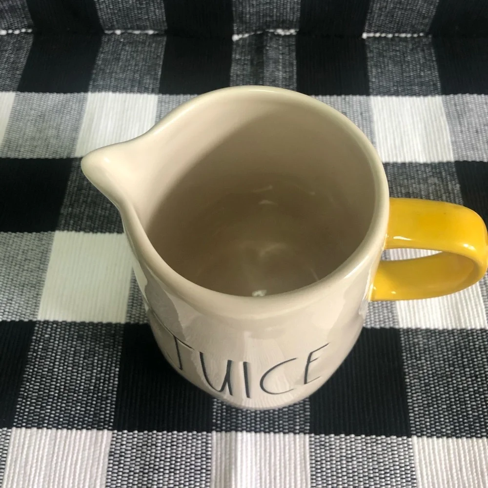 Rae Dunn “JUICE” Small Pitcher with Yellow Handle (HTF) - Picture 4 of 6